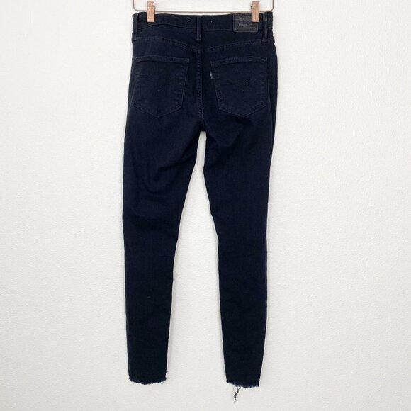 Levis 712 High Rise Skinny Womens 26 Black Distressed Jeans - Picture 2 of 11